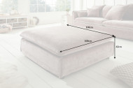 Grote Poef hocker HEAVEN 100cm taupe fluweel in landelijke stijl