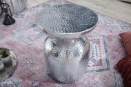 Handgemaakte bijzettafel 36 cm zilver hamerslag design