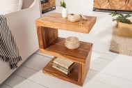 Handgemaakte bijzettafel S 60 cm Sheesham massief hout variabel instelbaar