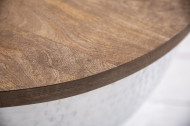 Handgemaakte salontafel 60cm zilver mangohout met opbergruimte