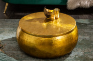 Handgemaakte salontafel met opbergruimte STORAGE 70cm goud gehamerd design