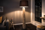 Handgemaakte vloerlamp 175 cm zwarte lamp van drijfhout met linnen kap
