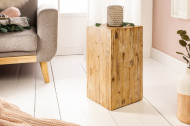 Hoogwaardige kolom bijzettafeltje 50 cm acacia teak grijs gekalkt