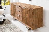 Massief dressoir BARRACUDA antiek teakhout met stalen skidpoten 160cm