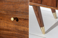 Massief dressoir tv meubel 145 cm acacia bruin goud retro design