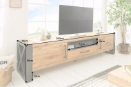 Massief tv-bord BIG 200 cm wild eiken geolied lowboard in industrieel design