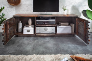 Massief tv-lowboard RELIEF 150 cm rookafwerking Sheesham hout met een uitgewerkte voorkant