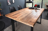 Massieve eettafel 140 cm mangohout ijzer industrieel design