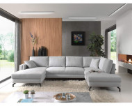 Moderne Lounge Bank , Moderne Panoramische Salon Stof Licht Grijs 348 cm