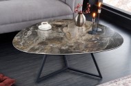 Moderne salontafel MARVELOUS 90 cm taupe zwart marmer metaal keramiek gemaakt in Italië