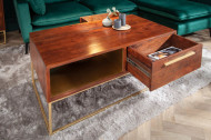 Moderne salontafel met laden acaciahout 110 cm acaciahout bruin goud