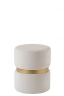 Poef Rond Velours stof Wit/Goud