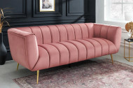 Retro 3-zitsbank NOBLESSE 225cm antiek roze fluweel 3-zits met decoratief stiksel