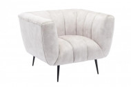 Retro fauteuil NOBLESSE 106cm champagne fluweel met sierstiksels
