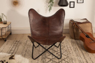 Retro fauteuil Vlinder bruin met echt leren bekleding zwart frame