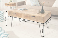 Retro mango hout salontafel met lades 100 cm