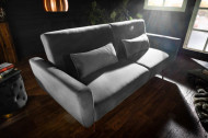 Retro slaapbank BELLEZZA 208 cm grijs fluweel stof 3-zits bank inclusief kussens