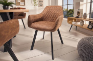 Retro stoel PALERMO vintage lichtbruin met armleuningen en sierstiksels