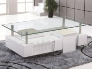 Salontafel met 2 hockers wit BOLD 130 cm