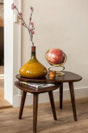Set Van 2 Bijzettafel Vintage Hout Bruin
