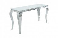Stijlvolle design Side tafel MODERN BAROCK 140cm roestvrij staal met tafelblad in wit opaalglas
