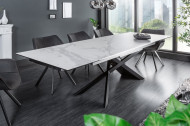 Uitschuifbare eettafel Rome 180-220-260 cm keramiek in marmerlook Wit
