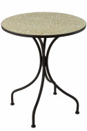 Binnen balkon terras tafel Mozaiek Metaal/Glas Zwart/Licht Geel / muntgroen 61cm