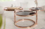Design salontafel ART DECO III 155 cm met 3 niveaus koper zwarte salontafel