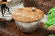 Design salontafel met opbergruimte DRUMP STORAGE 68 cm naturel mangohout Industrial