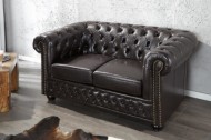 Elegante Chesterfield 2-zits bank Coffee bruine knoop stiksels