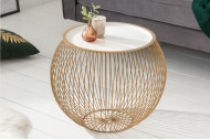 Elegante salontafel STORAGE 51 cm goud witte opbergmand met dienblad
