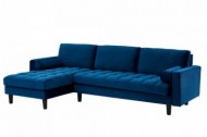 Extravagante Chesterfield-ontwerp hoekbank met 3 plaatsen COSY VELVET donkerblauwe fluwelen kernzithoek