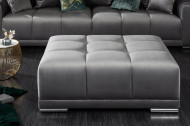 Extravagante kruk ELEGANCIA 110 cm zilvergrijs fluweel met sierstiksels