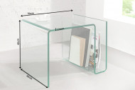 Glazen Bijzettafel transparant 50 cm met opbergvak voor tijdschriften