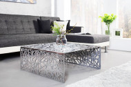 Handgemaakte salontafel ABSTRACT 60cm aluminium, zilverkleurig in het spleetdesign