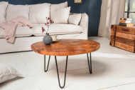 Handgemaakte salontafel MOSAIK 70cm teak met haarspeldpoten