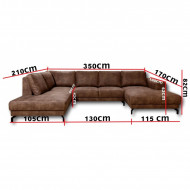 Hoekbank Bruin,U Bank, Loungebank,Panoramische Salon 350 cm