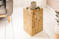 Hoogwaardige kolom bijzettafeltje 50 cm acacia teak grijs gekalkt