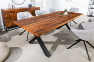 Industriële eettafel WOOD ART 180cm mangohout met zwart X-frame