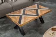 Industriële salontafel LONG ISLAND 110cm mangohout met zwart X-frame