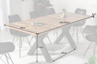 Industriële uitschuifbare eettafel 160-210 cm eiken look model met X-poten