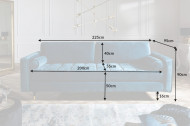 Luxe design 3-zitsbank 225 cm zitcomfort pocketvering stof fluweel aqua
