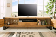 Massief tv-bord BIG 200 cm wild eiken geolied lowboard in industrieel design