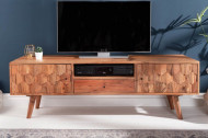 Massief tv-bord LIVING 140cm naturel acacia 3D-oppervlak massief hout