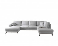Moderne Lounge Hoekbank , Moderne Panoramische Salon Stof Licht Grijs 348 cm