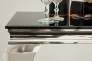 Moderne Sidetable console tafel MODERN BAROK 140 cm zwart roestvrij staal opaal glazen tafelblad