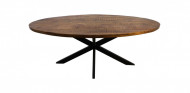 Ovaal massief mangohout eettafel - 180 cm - Naturel - Mangohout/ijzer
