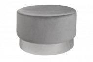 Poef fluweel grijs zilver 55 cm te gebruiken als salontafel en bijzettafel