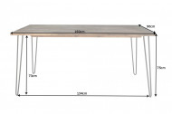 Retro eettafel SCORPION 160 cm acacia bruin verweerde haarspeldpoten