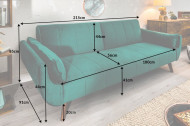 Retro slaapbank Fluweelstof smaragdgroen 220 cm 3-zitsbank met bedfunctie